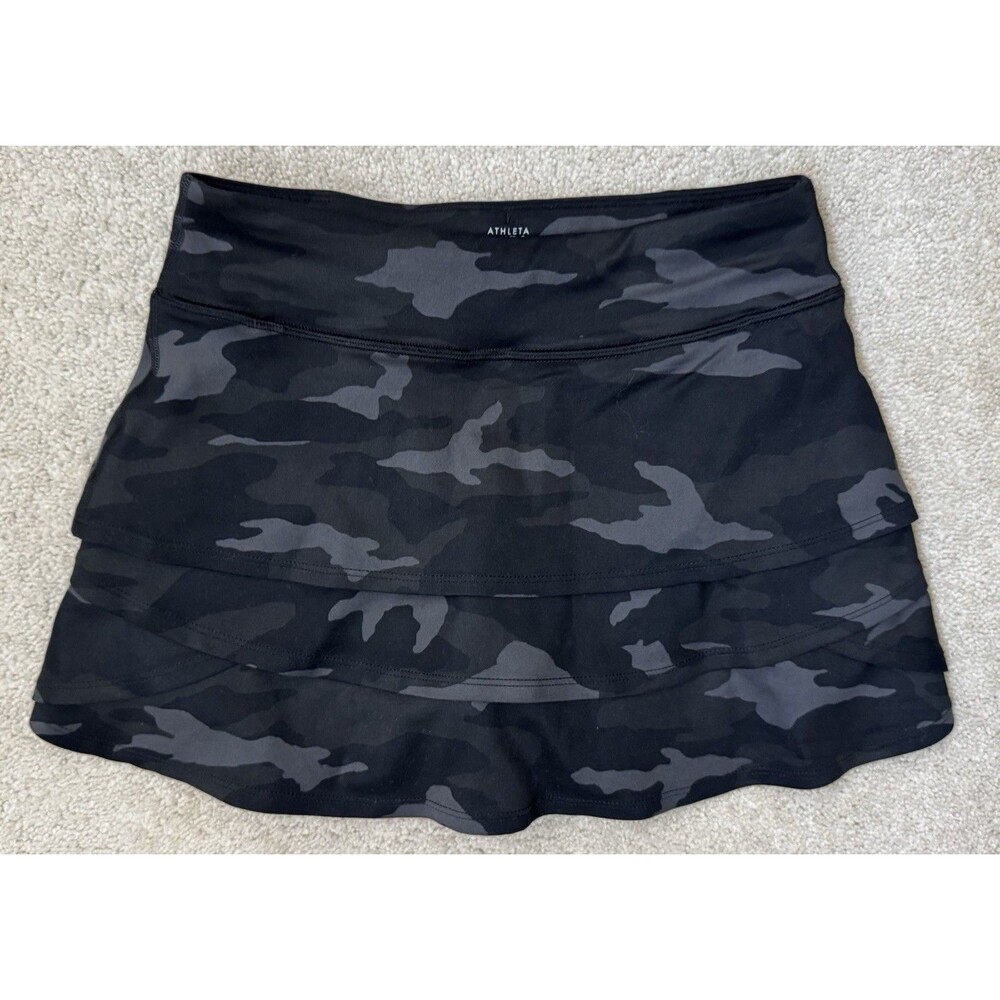 Athleta Girl "Swing Camo Skort" Size 8/10 Black/Gray With Builtin Shorts